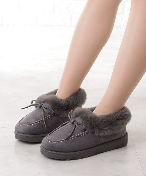 セール】ファー付き厚底あったかモカシン（ブーツ）｜Lace Ladies