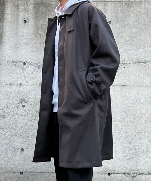 CERCA（チェルカ）の「【BEL】ウールライク チンストラップ付ステンカラーコート(BG/)（ステンカラーコート・メンズ・チャコールグレー/グレイッシュベージュ/ブラック/ブラウン・MEDIUM/LARGE）」の9枚目の写真