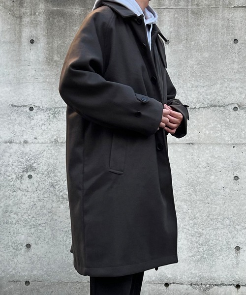 CERCA（チェルカ）の「【BEL】ウールライク チンストラップ付ステンカラーコート(BG/)（ステンカラーコート・メンズ・チャコールグレー/グレイッシュベージュ/ブラック/ブラウン・MEDIUM/LARGE）」の10枚目の写真