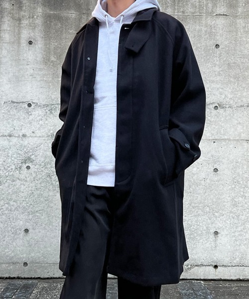 CERCA（チェルカ）の「【BEL】ウールライク チンストラップ付ステンカラーコート(BG/)（ステンカラーコート・メンズ・チャコールグレー/グレイッシュベージュ/ブラック/ブラウン・MEDIUM/LARGE）」の14枚目の写真