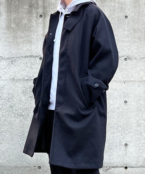 CERCA（チェルカ）の「【BEL】ウールライク チンストラップ付ステンカラーコート(BG/)（ステンカラーコート・メンズ・チャコールグレー/グレイッシュベージュ/ブラック/ブラウン・MEDIUM/LARGE）」の15枚目の写真