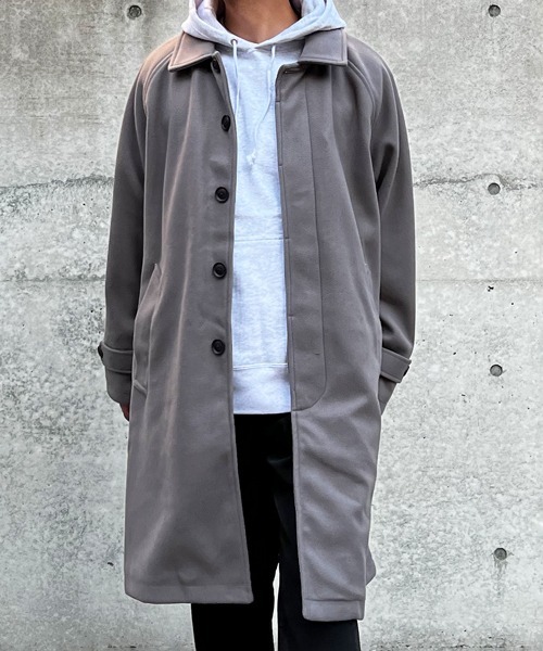 CERCA（チェルカ）の「【BEL】ウールライク チンストラップ付ステンカラーコート(BG/)（ステンカラーコート・メンズ・チャコールグレー/グレイッシュベージュ/ブラック/ブラウン・MEDIUM/LARGE）」の18枚目の写真