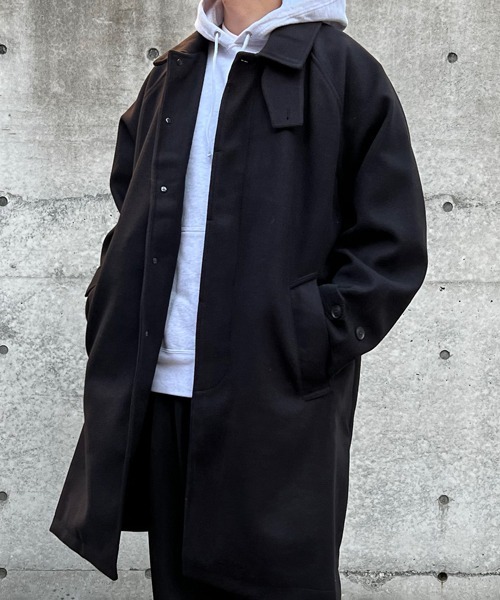 CERCA（チェルカ）の「【BEL】ウールライク チンストラップ付ステンカラーコート(BG/)（ステンカラーコート・メンズ・チャコールグレー/グレイッシュベージュ/ブラック/ブラウン・MEDIUM/LARGE）」の19枚目の写真