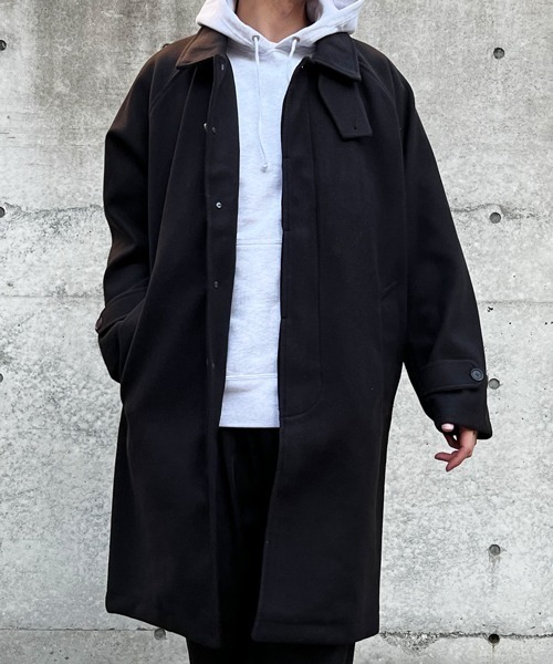 CERCA（チェルカ）の「【BEL】ウールライク チンストラップ付ステンカラーコート(BG/)（ステンカラーコート・メンズ・チャコールグレー/グレイッシュベージュ/ブラック/ブラウン・MEDIUM/LARGE）」の20枚目の写真