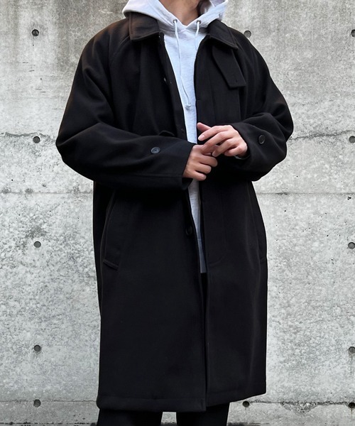 CERCA（チェルカ）の「【BEL】ウールライク チンストラップ付ステンカラーコート(BG/)（ステンカラーコート・メンズ・チャコールグレー/グレイッシュベージュ/ブラック/ブラウン・MEDIUM/LARGE）」の21枚目の写真