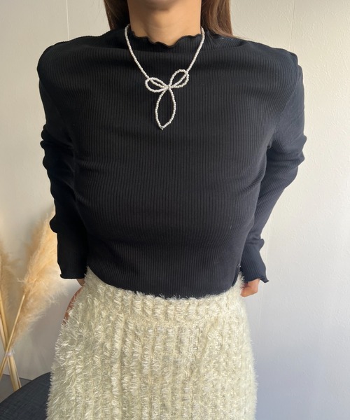 LAC-VERT（ラック・ヴェール）の「テレコメロウ ボトルネック指穴カットソー（Tシャツ/カットソー・レディース・オートミール/その他1/ホワイト/ピンク/ブラック/グレイッシュベージュ・FREE）」の11枚目の写真