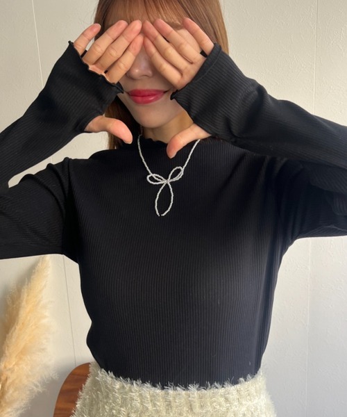 LAC-VERT（ラック・ヴェール）の「テレコメロウ ボトルネック指穴カットソー（Tシャツ/カットソー・レディース・オートミール/その他1/ホワイト/ピンク/ブラック/グレイッシュベージュ・FREE）」の13枚目の写真