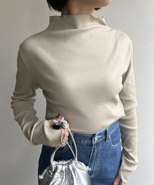 LAC-VERT（ラック・ヴェール）の「テレコメロウ ボトルネック指穴カットソー（Tシャツ/カットソー・レディース・オートミール/その他1/ホワイト/ピンク/ブラック/グレイッシュベージュ・FREE）」の19枚目の写真