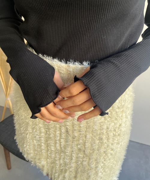 LAC-VERT（ラック・ヴェール）の「テレコメロウ ボトルネック指穴カットソー（Tシャツ/カットソー・レディース・オートミール/その他1/ホワイト/ピンク/ブラック/グレイッシュベージュ・FREE）」の7枚目の写真