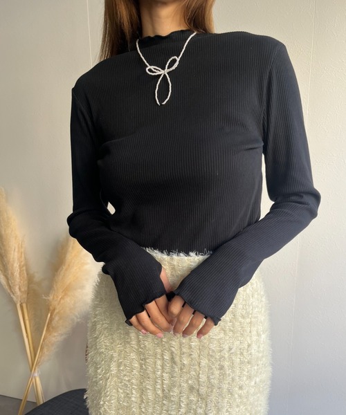 LAC-VERT（ラック・ヴェール）の「テレコメロウ ボトルネック指穴カットソー（Tシャツ/カットソー・レディース・オートミール/その他1/ホワイト/ピンク/ブラック/グレイッシュベージュ・FREE）」の8枚目の写真