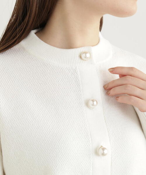 N.（N. Natural Beauty Basic）（エヌエヌナチュラルビューティーベーシック）の「◆パールボタンカノコニットカーディガン（カーディガン/ボレロ・レディース・オフホワイト/チャコール/レッド・MEDIUM）」の19枚目の写真