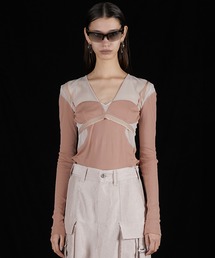 PRANK PROJECT | 【24SPRING PRE ORDER】メッシュテレコトリムボディスーツ / Mesh Teleco Trim Bodysuit(Tシャツ/カットソー)