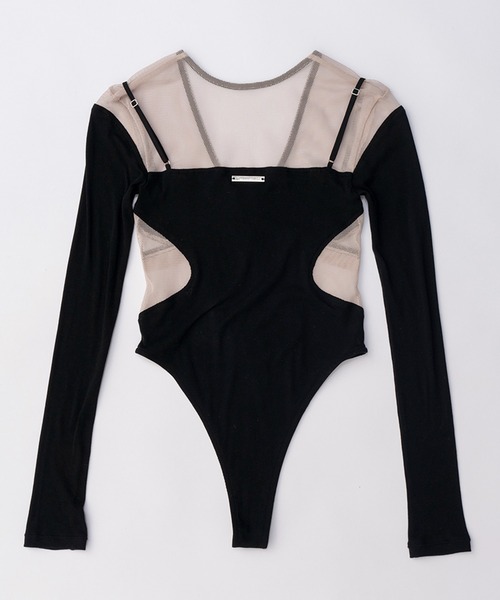 PRANK PROJECT(プランクプロジェクト)の「メッシュテレコトリムボディスーツ / Mesh Teleco Trim Bodysuit(Tシャツ/カットソー・レディース・マルチ/ピンクベージュ/ブラック・FREE)」の20枚目の写真