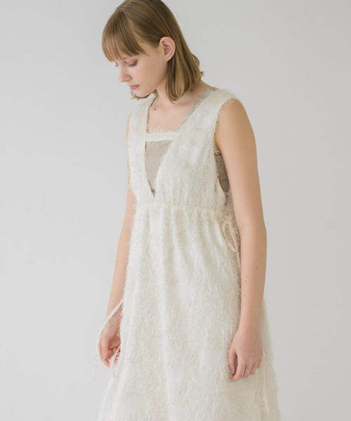 idem(イデム)の「fringe muse jumper skirt/フリンジジャンスカ(ワンピース・レディース・ブラック/アイボリー・FREE)」の8枚目の写真