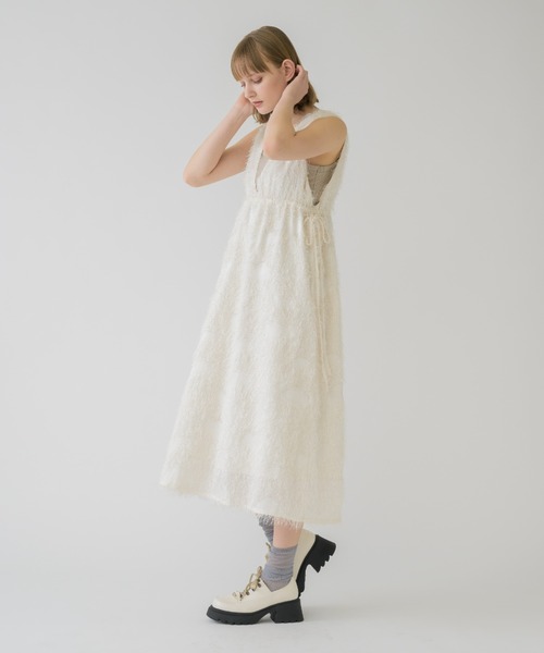 idem(イデム)の「fringe muse jumper skirt/フリンジジャンスカ(ワンピース・レディース・ブラック/アイボリー・FREE)」の7枚目の写真
