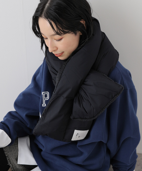 ALLIED FEATHER+DOWN(アライドフェザーダウン)の「【ALLIED FEATHER&DOWN】 Bulky Down マフラー(マフラー・メンズ・ベージュ/ブラック・FREE)」の20枚目の写真