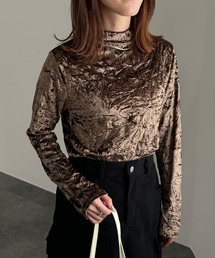 ISOOK | 【ISOOK / アイスー】クラッシュベロアトップス / ハイネックトップス ベロアインナー ラメトップス　ZOZOTOWN限定(その他トップス)