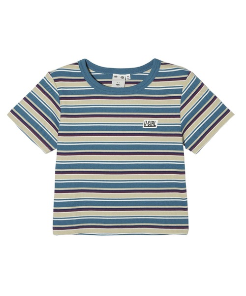 X-girl（エックスガール）の「STRIPED S/S TOP AND SKIRT SET UP（ワンピース・レディース・ブラック/ブルー/ブラウン・M/S）」の4枚目の写真