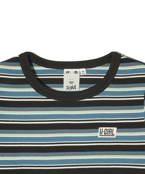 X-girl（エックスガール）の「STRIPED S/S TOP AND SKIRT SET UP（ワンピース・レディース・ブラック/ブルー/ブラウン・M/S）」の12枚目の写真