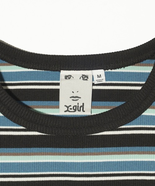 X-girl（エックスガール）の「STRIPED S/S TOP AND SKIRT SET UP（ワンピース・レディース・ブラック/ブルー/ブラウン・M/S）」の13枚目の写真