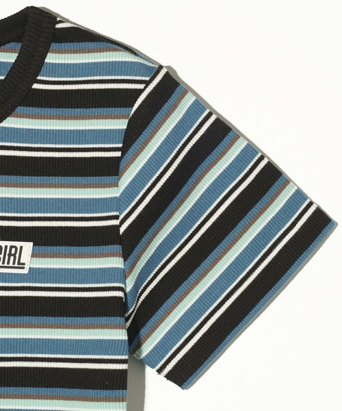 X-girl（エックスガール）の「STRIPED S/S TOP AND SKIRT SET UP（ワンピース・レディース・ブラック/ブルー/ブラウン・M/S）」の15枚目の写真