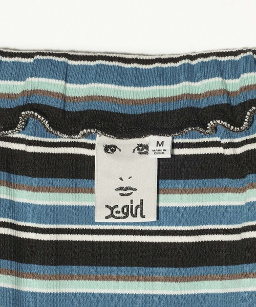 X-girl（エックスガール）の「STRIPED S/S TOP AND SKIRT SET UP（ワンピース・レディース・ブラック/ブルー/ブラウン・M/S）」の9枚目の写真