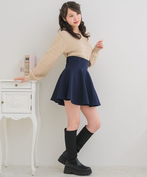 ems excite（エムズエキサイト）の「ロゴプレートケーブルNT（ニット/セーター・レディース・ベージュ/ダークブルー/ナチュラル/ブルー・FREE）」の11枚目の写真