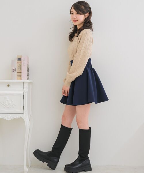 ems excite（エムズエキサイト）の「ロゴプレートケーブルNT（ニット/セーター・レディース・ベージュ/ダークブルー/ナチュラル/ブルー・FREE）」の12枚目の写真