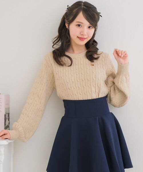 ems excite（エムズエキサイト）の「ロゴプレートケーブルNT（ニット/セーター・レディース・ベージュ/ダークブルー/ナチュラル/ブルー・FREE）」の14枚目の写真