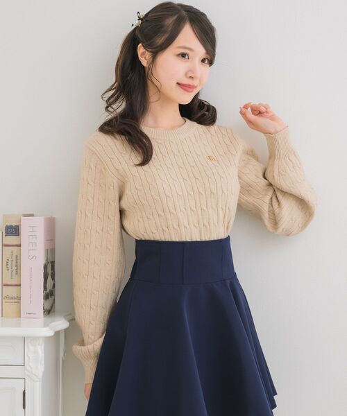 ems excite（エムズエキサイト）の「ロゴプレートケーブルNT（ニット/セーター・レディース・ベージュ/ダークブルー/ナチュラル/ブルー・FREE）」の15枚目の写真