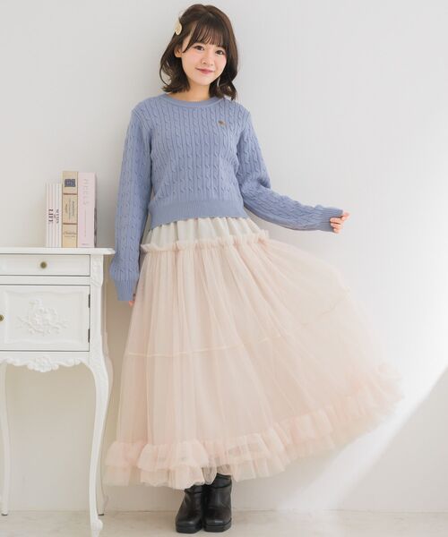 ems excite（エムズエキサイト）の「ロゴプレートケーブルNT（ニット/セーター・レディース・ベージュ/ダークブルー/ナチュラル/ブルー・FREE）」の18枚目の写真