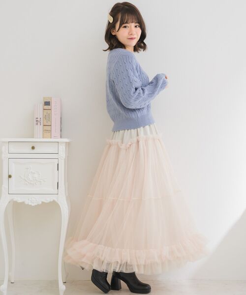 ems excite（エムズエキサイト）の「ロゴプレートケーブルNT（ニット/セーター・レディース・ベージュ/ダークブルー/ナチュラル/ブルー・FREE）」の19枚目の写真