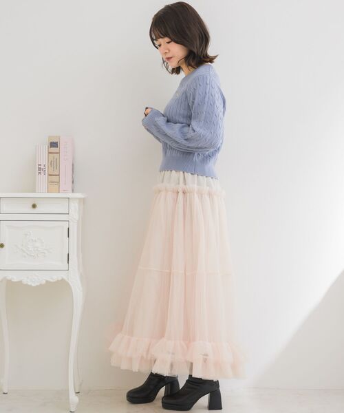 ems excite（エムズエキサイト）の「ロゴプレートケーブルNT（ニット/セーター・レディース・ベージュ/ダークブルー/ナチュラル/ブルー・FREE）」の20枚目の写真