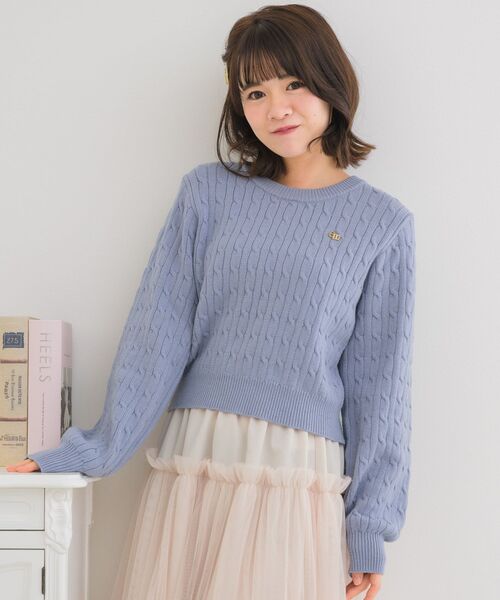 ems excite（エムズエキサイト）の「ロゴプレートケーブルNT（ニット/セーター・レディース・ベージュ/ダークブルー/ナチュラル/ブルー・FREE）」の22枚目の写真