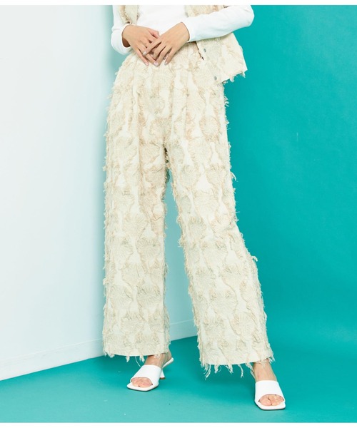 Settimissimo（セッティミッシモ）の「フリンジ ジャガードワイドパンツ（その他パンツ・レディース・ブラック/アイボリー・FREE）」の4枚目の写真