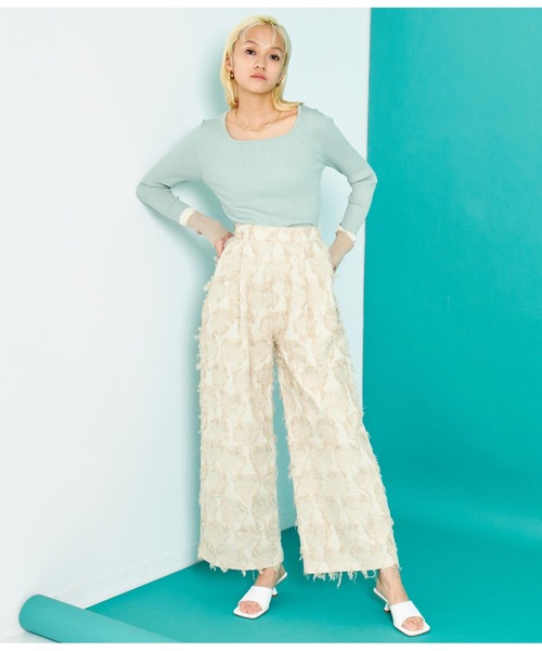 Settimissimo（セッティミッシモ）の「フリンジ ジャガードワイドパンツ（その他パンツ・レディース・ブラック/アイボリー・FREE）」の8枚目の写真