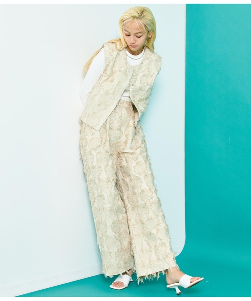 Settimissimo（セッティミッシモ）の「フリンジ ジャガードワイドパンツ（その他パンツ・レディース・ブラック/アイボリー・FREE）」の10枚目の写真