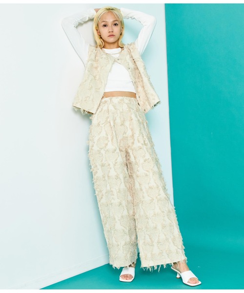 Settimissimo（セッティミッシモ）の「フリンジ ジャガードワイドパンツ（その他パンツ・レディース・ブラック/アイボリー・FREE）」の11枚目の写真