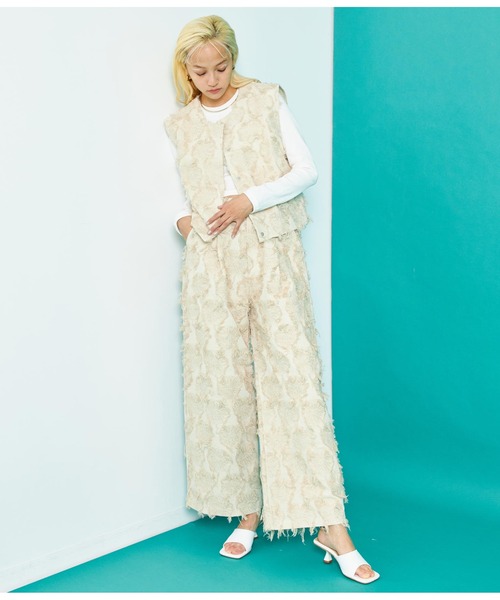 Settimissimo（セッティミッシモ）の「フリンジ ジャガードワイドパンツ（その他パンツ・レディース・ブラック/アイボリー・FREE）」の12枚目の写真