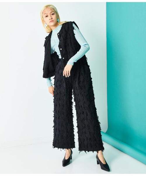 Settimissimo（セッティミッシモ）の「フリンジ ジャガードワイドパンツ（その他パンツ・レディース・ブラック/アイボリー・FREE）」の14枚目の写真