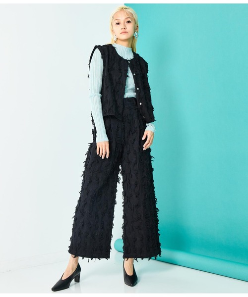 Settimissimo（セッティミッシモ）の「フリンジ ジャガードワイドパンツ（その他パンツ・レディース・ブラック/アイボリー・FREE）」の16枚目の写真