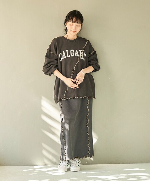 FREAK'S STORE(フリークスストア)の「配色メロー スウェットスカート(スカート・レディース・ライトグレー/チャコール/ネイビー・フリ-)」の22枚目の写真
