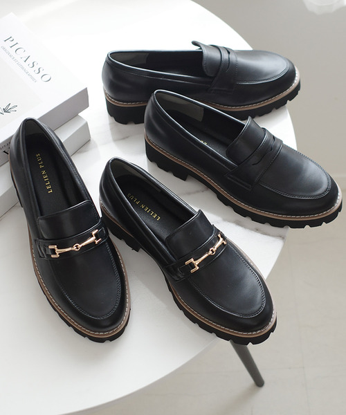 軽量！厚底トラックソールコインローファー（ローファー）｜AmiAmi