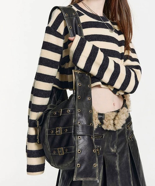 セール】wide strap retro shoulder bag / ワイドストラップ