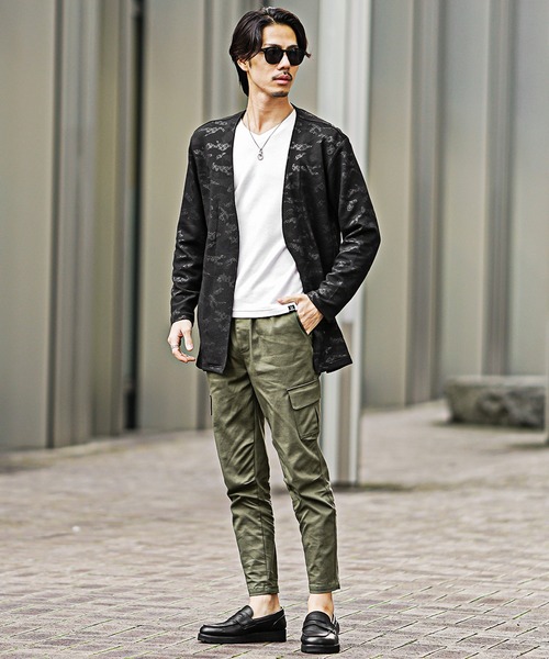 SOMEDIFF（サムディフ）の「【SOMEDIFF】フクレ型押し総柄カレンダー加工ボタンレスカーデディガン メンズ（カーディガン/ボレロ・メンズ・ブラック/ネイビー・M/L/XL）」の7枚目の写真