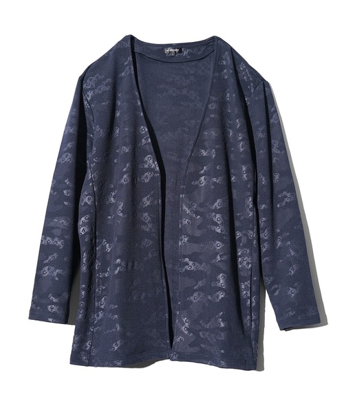 SOMEDIFF（サムディフ）の「【SOMEDIFF】フクレ型押し総柄カレンダー加工ボタンレスカーデディガン メンズ（カーディガン/ボレロ・メンズ・ブラック/ネイビー・M/L/XL）」の8枚目の写真