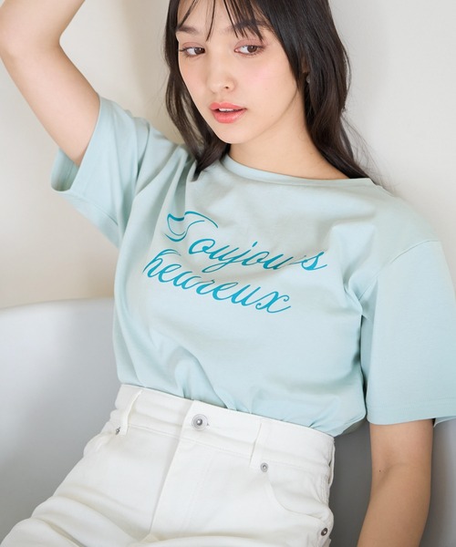 ROPE' PICNIC（ロペピクニック）の「RENU/マカロンカラーアソートロゴTシャツ（Tシャツ/カットソー・レディース・ベージュ系その他4/ピンク/オフホワイト/ベージュ/ブルー系その他4・38）」の4枚目の写真