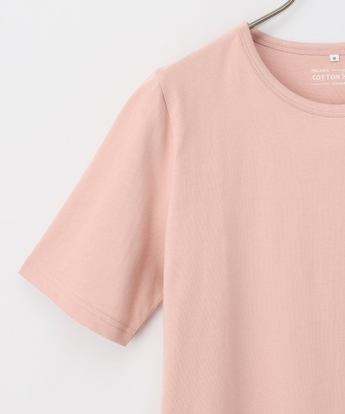 Honeys（ハニーズ）の「半袖オーガニッククルーネックＴシャツ（Tシャツ/カットソー・レディース・イエロー/スミクロ/ピンク/ブラウン/オフホワイト/ブラック/サックスブルー/グレイッシュベージュ/ブルー・S/M/L/LL）」の22枚目の写真