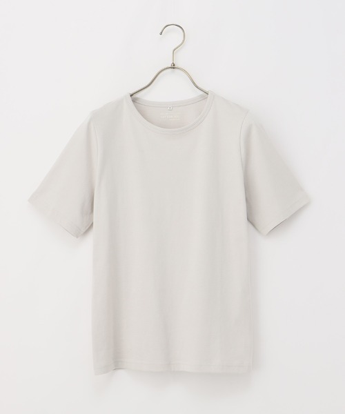 Honeys（ハニーズ）の「半袖オーガニッククルーネックＴシャツ（Tシャツ/カットソー・レディース・イエロー/スミクロ/ピンク/ブラウン/オフホワイト/ブラック/サックスブルー/グレイッシュベージュ/ブルー・S/M/L/LL）」の15枚目の写真