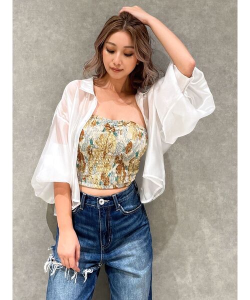 GYDA（ジェイダ）の「SHEERショートシャツ（シャツ/ブラウス・レディース・オフホワイト/その他1/イエロー・FREE）」の5枚目の写真